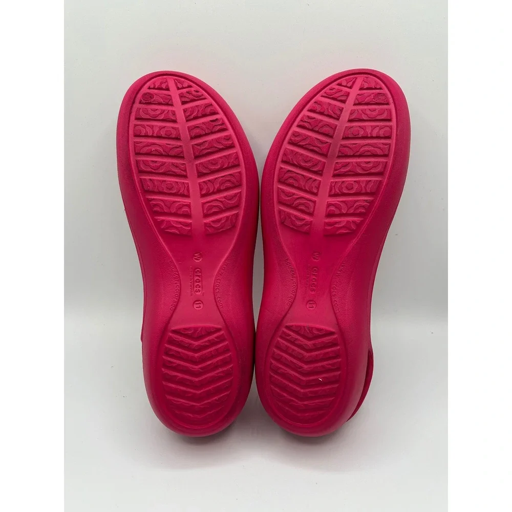 Crocs Shayna Women Sz 11 Pink Mary Jane Slingback Flat Shoes Comfort Clogs